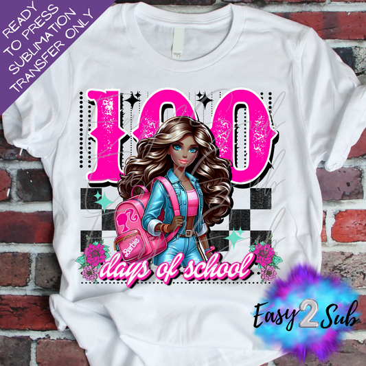 100 Days of School Dark Skin Sublimation Transfer Print, Ready To Press Sublimation Transfer, Image transfer, T-Shirt Transfer Sheet