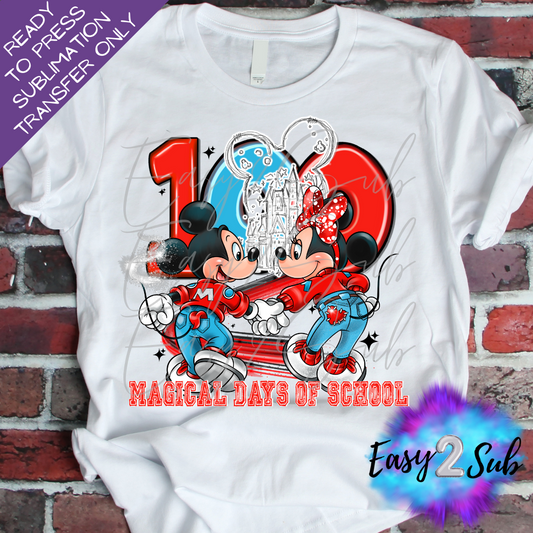 100 Magical Days of School Sublimation Transfer Print, Ready To Press Sublimation Transfer, Image transfer, T-Shirt Transfer Sheet