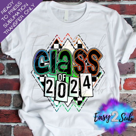 Class of 2024 Sublimation Transfer Print, Ready To Press Sublimation Transfer, Image transfer, T-Shirt Transfer Sheet