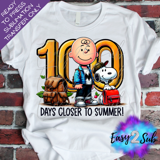 100 Days Closer to Summer Sublimation Transfer Print, Ready To Press Sublimation Transfer, Image transfer, T-Shirt Transfer Sheet