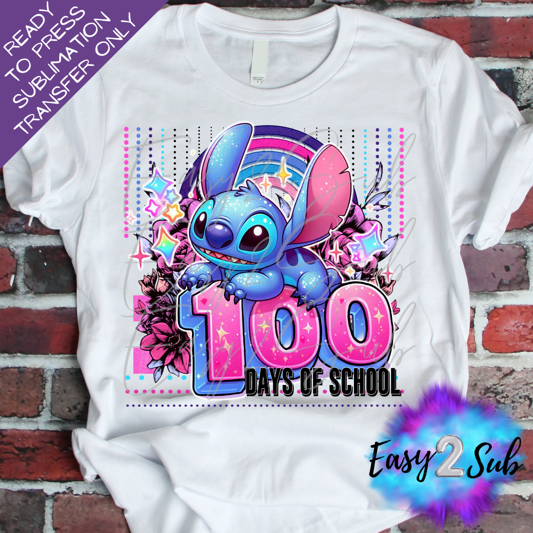 100 Days of School Sublimation Transfer Print, Ready To Press Sublimation Transfer, Image transfer, T-Shirt Transfer Sheet