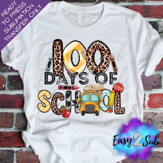 100 Days of School Sublimation Transfer Print, Ready To Press Sublimation Transfer, Image transfer, T-Shirt Transfer Sheet