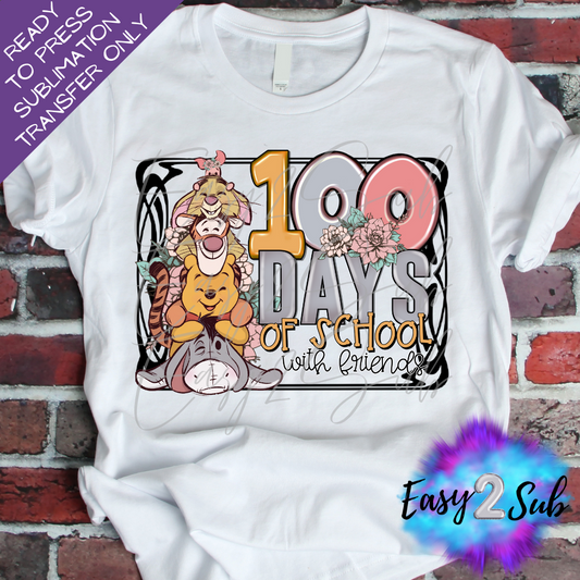 100 Days of School With Friends Sublimation Transfer Print, Ready To Press Sublimation Transfer, Image transfer, T-Shirt Transfer Sheet