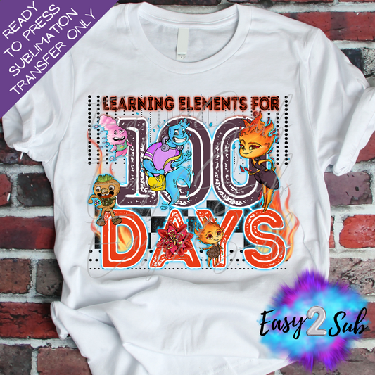 Learning Elements for 100 Days Sublimation Transfer Print, Ready To Press Sublimation Transfer, Image transfer, T-Shirt Transfer Sheet