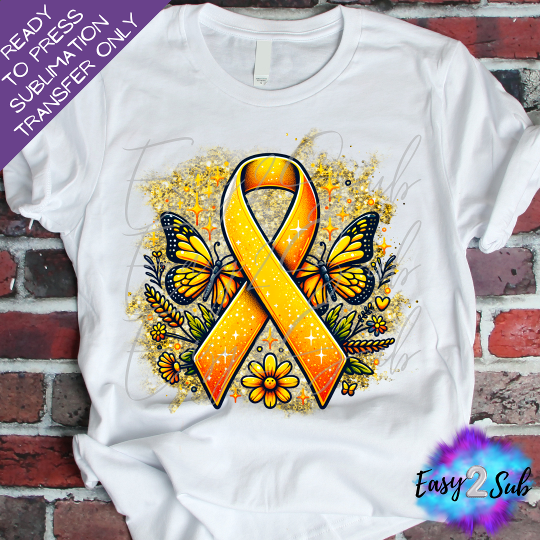 Yellow Ribbon for Sarcoma Awareness Sublimation Transfer Print, Ready To Press Sublimation Transfer, Image transfer, T-Shirt Transfer Sheet