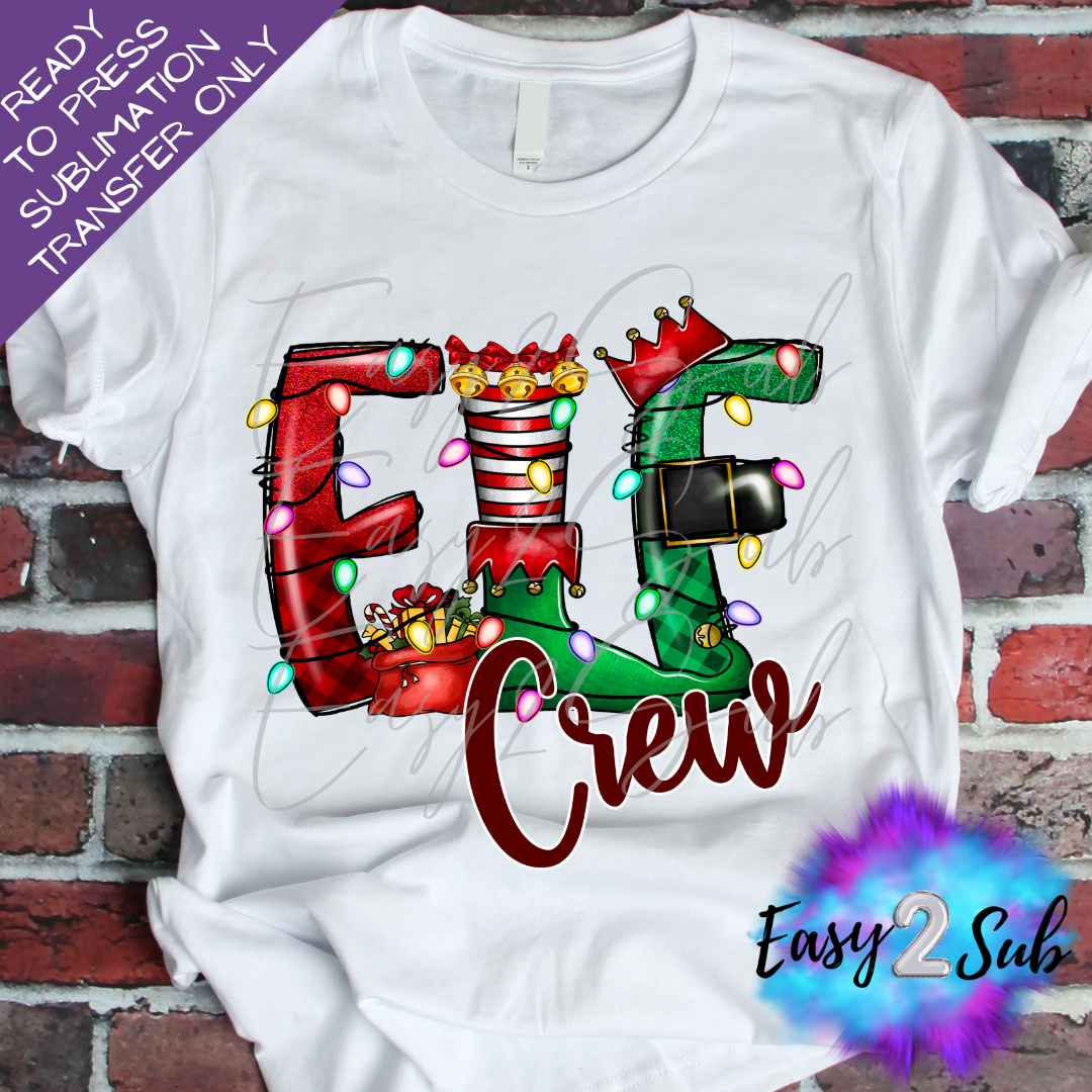 Elf Crew Sublimation Transfer Print, Ready To Press Sublimation Transfer, Image transfer, T-Shirt Transfer Sheet