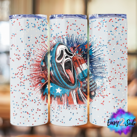 Ghost Face July 4th Sublimation Tumbler Transfer Print, Ready To Press Sublimation Transfer, Image transfer, Tumbler Transfer Sheet