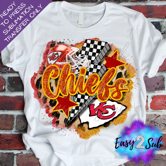 KC Chiefs Leopard Ready to Press Sublimation Heat Press 