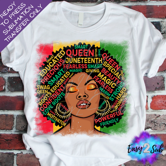 Juneteenth Afro Woman Sublimation Transfer Print, Ready To Press Sublimation Transfer, Image transfer, T-Shirt Transfer Sheet