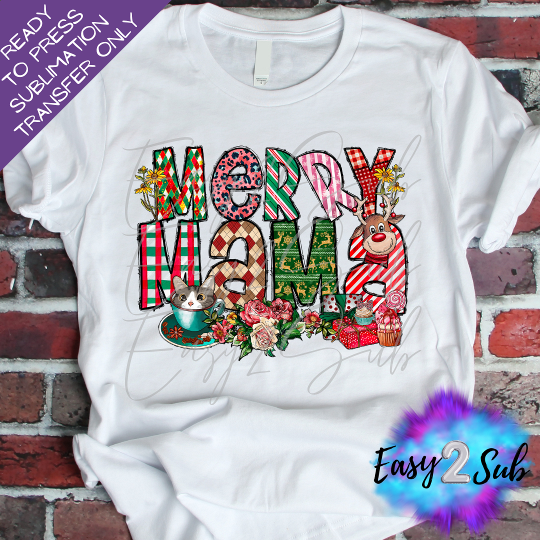 Merry Mama Sublimation Transfer Print, Ready To Press Sublimation Transfer, Image transfer, T-Shirt Transfer Sheet