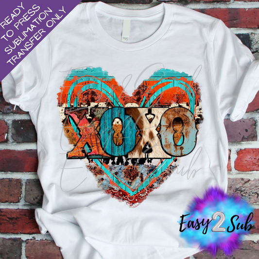 XOXO Western Heart Sublimation Transfer Print, Ready To Press Sublimation Transfer, Image transfer, T-Shirt Transfer Sheet