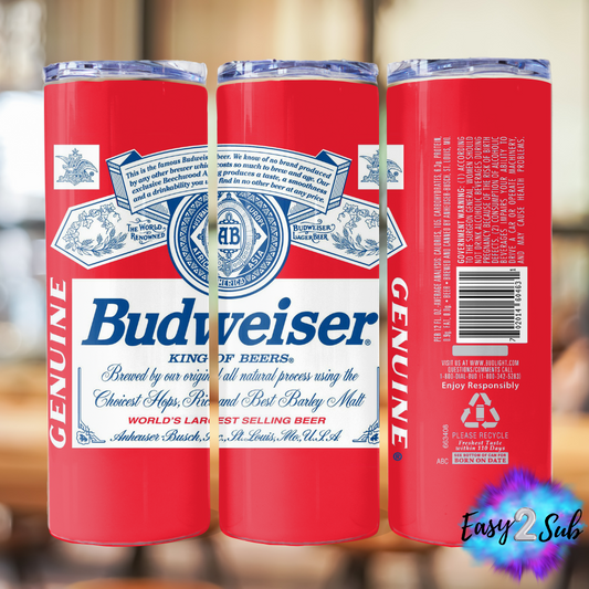 Budweiser Tumbler Transfer Print, Ready To Press Sublimation Transfer, Image transfer, Tumbler Transfer Sheet