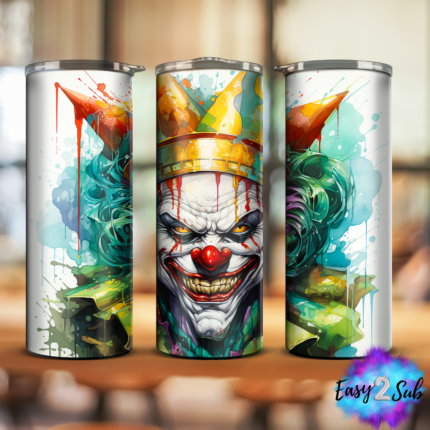 Halloween Clown Sublimation Tumbler Transfer Print, Ready To Press Sublimation Transfer, Image transfer, Tumbler Transfer Sheet