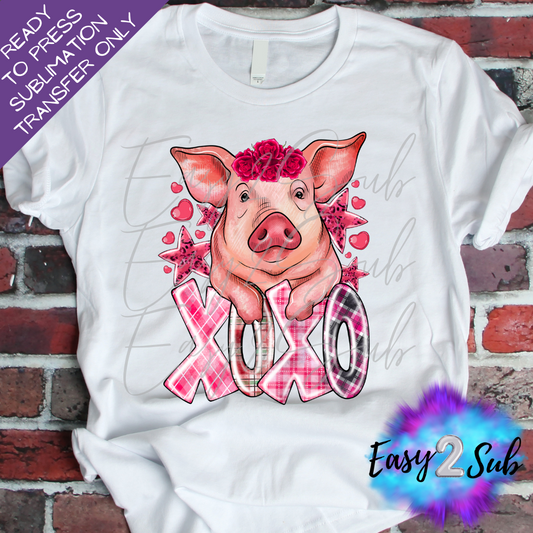 XOXO Pig Sublimation Transfer Print, Ready To Press Sublimation Transfer, Image transfer, T-Shirt Transfer Sheet