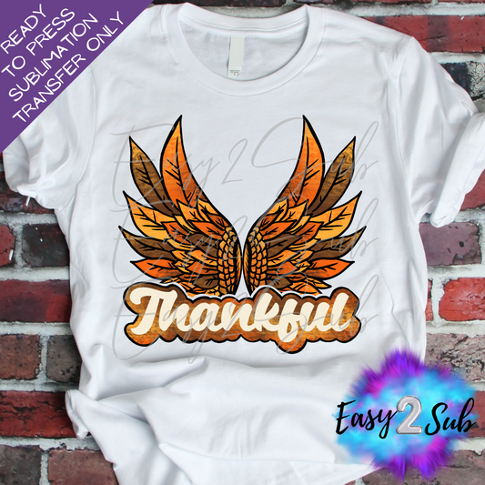 Thankful Wings Sublimation Transfer Print, Ready To Press Sublimation Transfer, Image transfer, T-Shirt Transfer Sheet