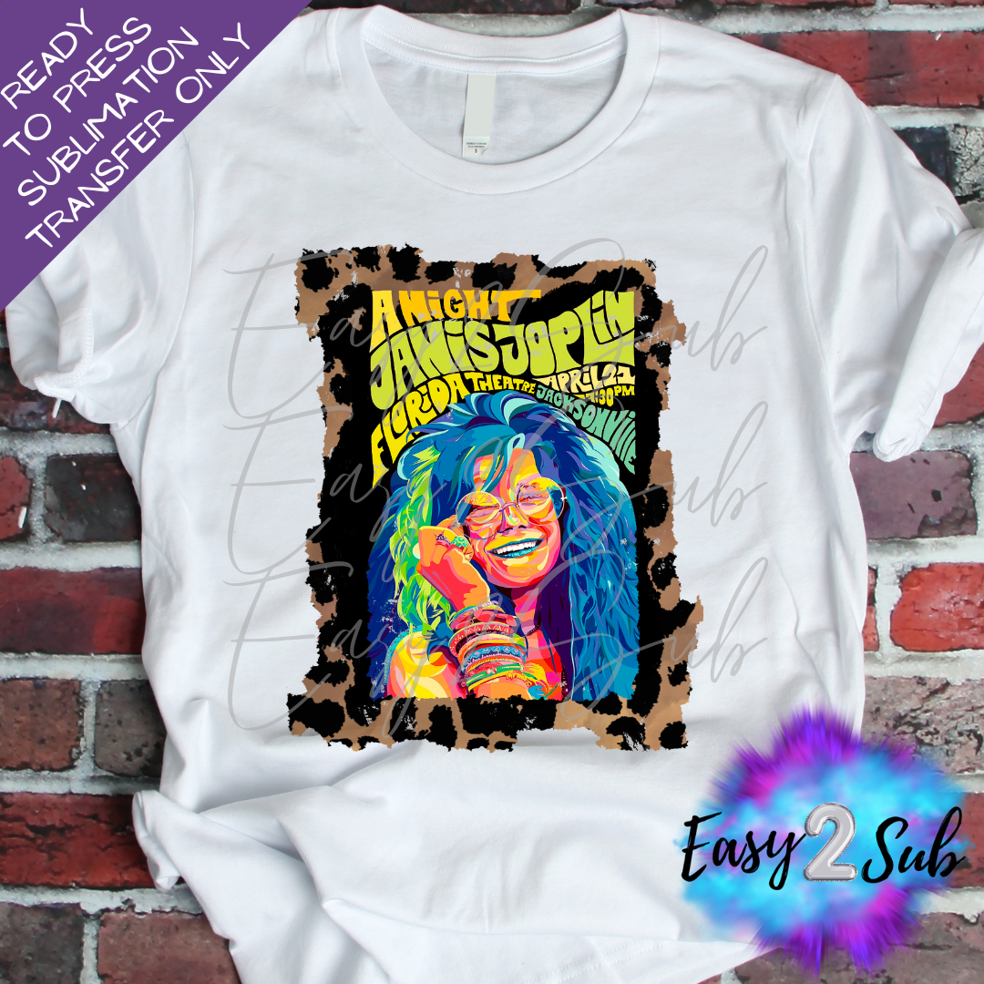 Janis Joplin Sublimation Transfer Print, Ready To Press Sublimation Transfer, Image transfer, T-Shirt Transfer Sheet