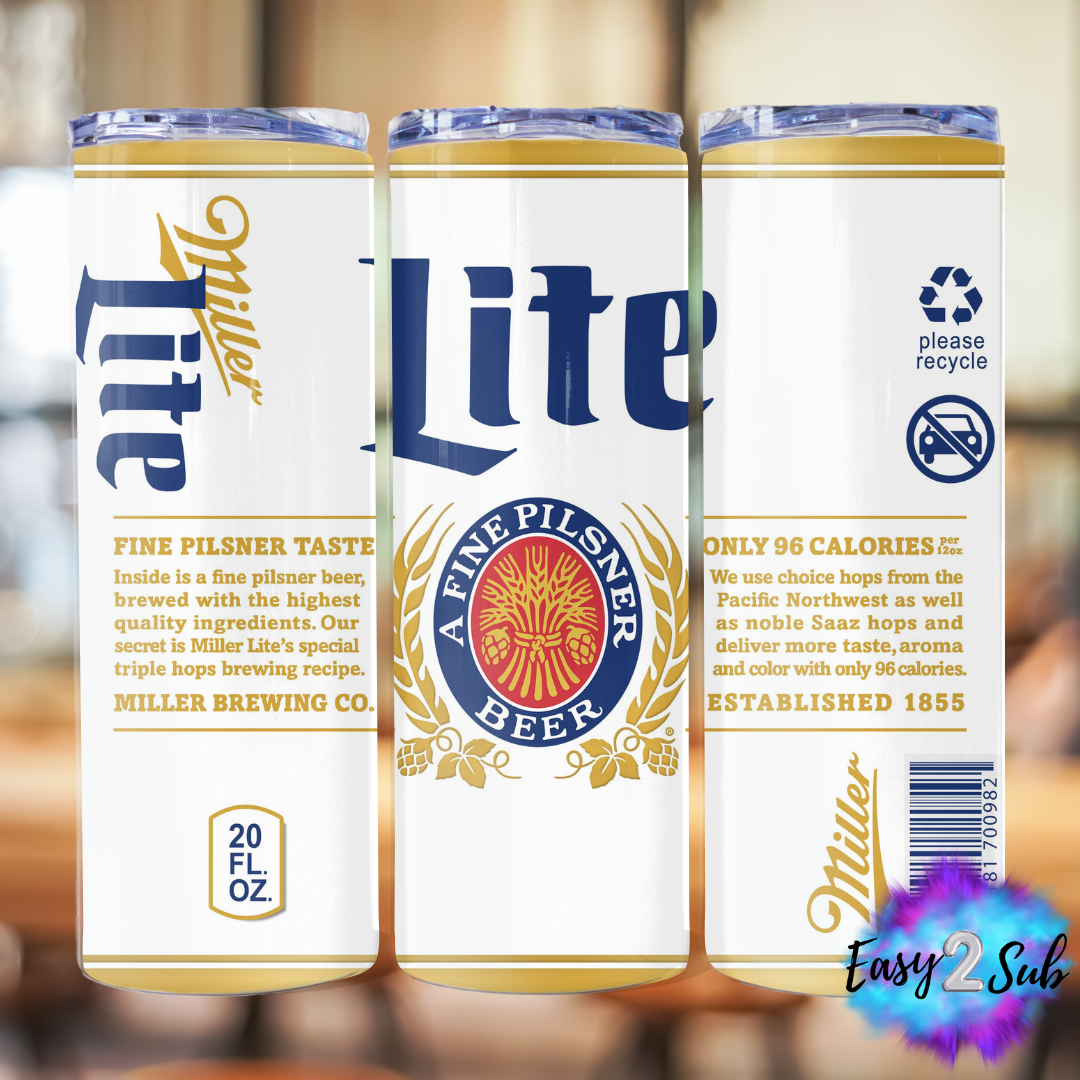 Miller Lite Tumbler Transfer Print, Ready To Press Sublimation Transfer, Image transfer, Tumbler Transfer Sheet