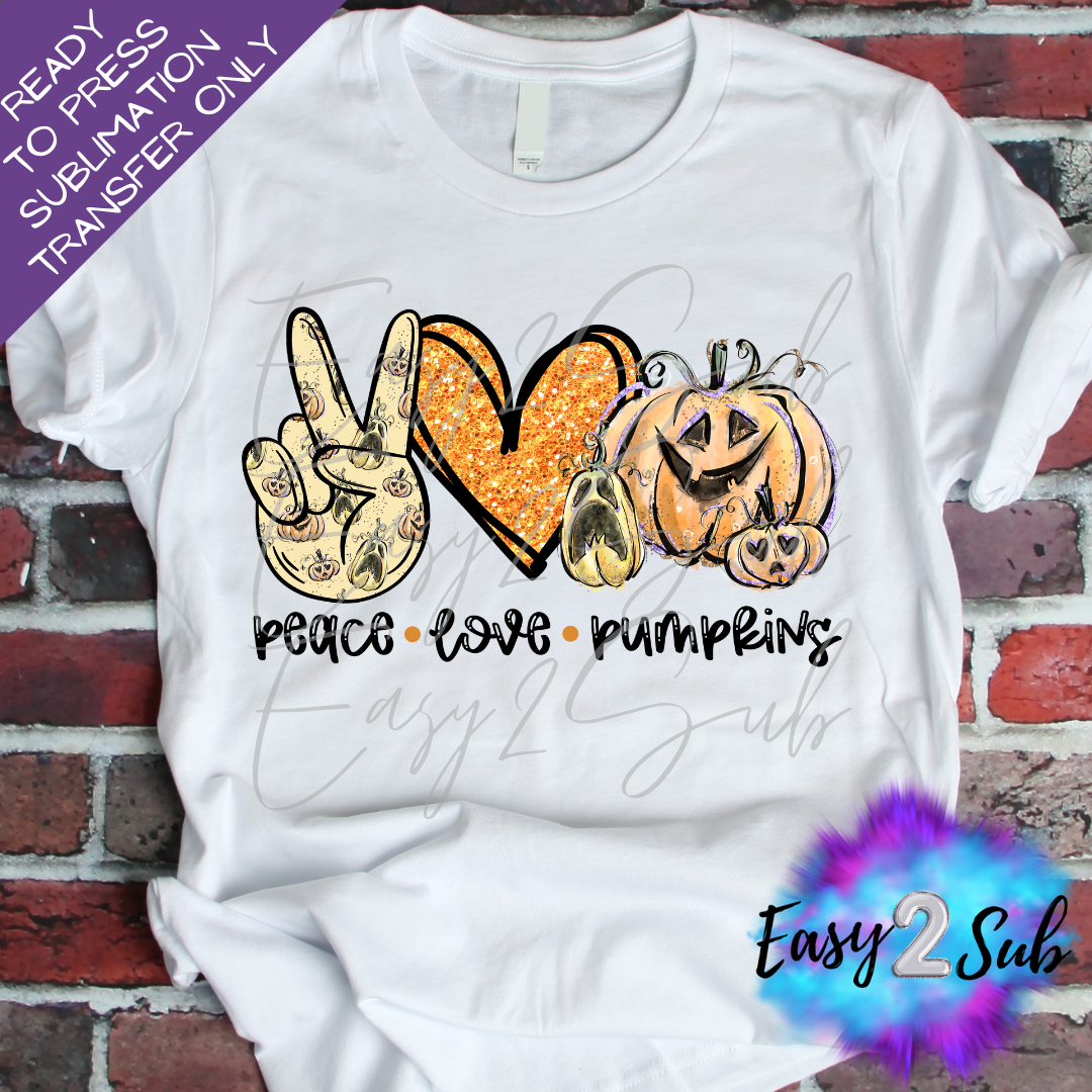 Peace Love Pumpkins Sublimation Transfer Print, Ready To Press Sublimation Transfer, Image transfer, T-Shirt Transfer Sheet