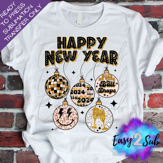 Happy New Year Sublimation Transfer Print, Ready To Press Sublimation Transfer, Image transfer, T-Shirt Transfer Sheet