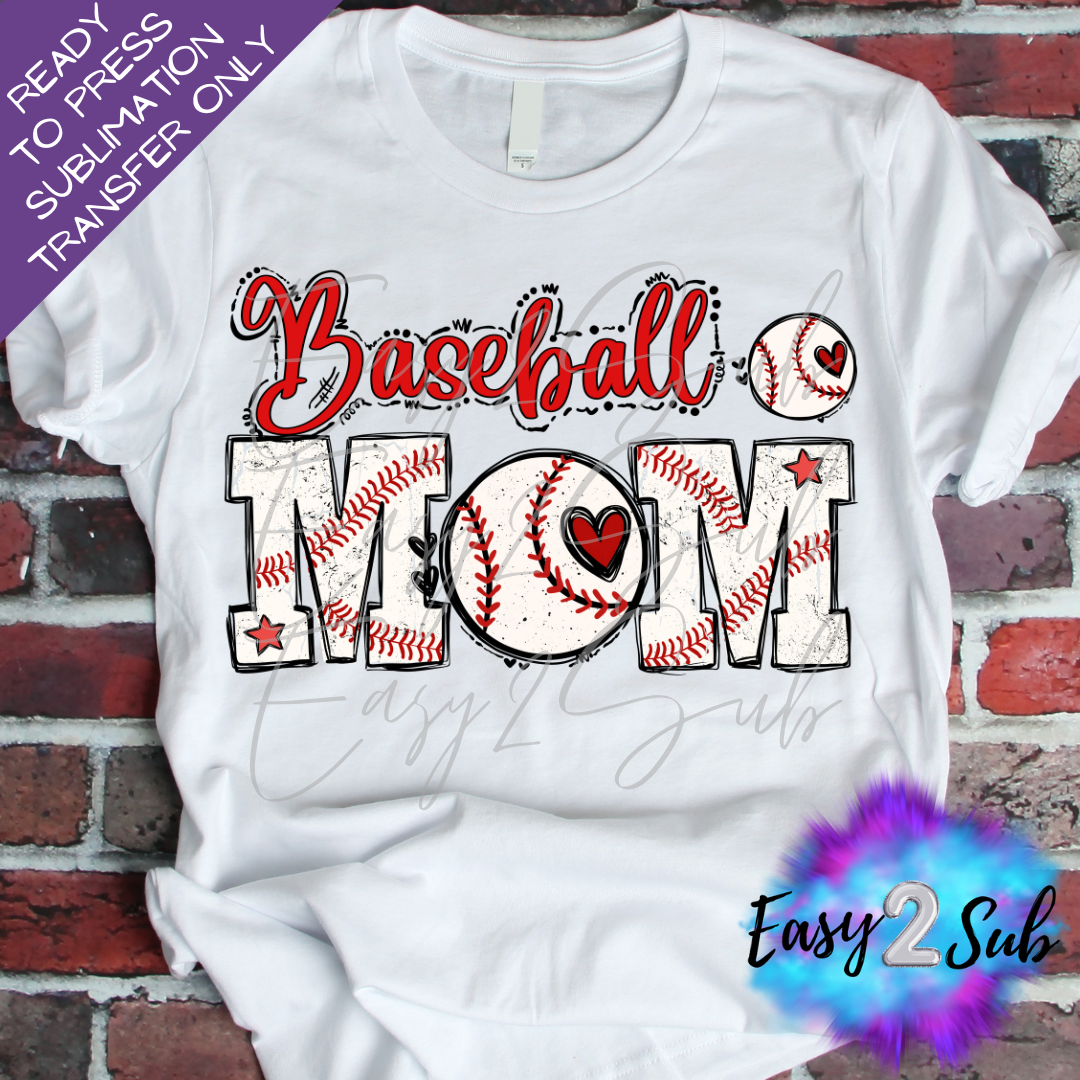 Baseball Mom Sublimation Transfer Print, Ready To Press Sublimation Transfer, Image transfer, T-Shirt Transfer Sheet