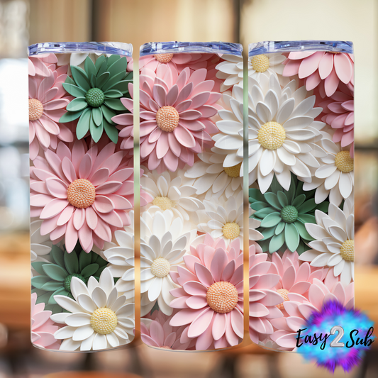 Daisies Tumbler Transfer Print, Ready To Press Sublimation Transfer, Image transfer, Tumbler Transfer Sheet