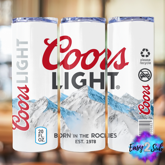 Coors Light Tumbler Transfer Print, Ready To Press Sublimation Transfer, Image transfer, Tumbler Transfer Sheet