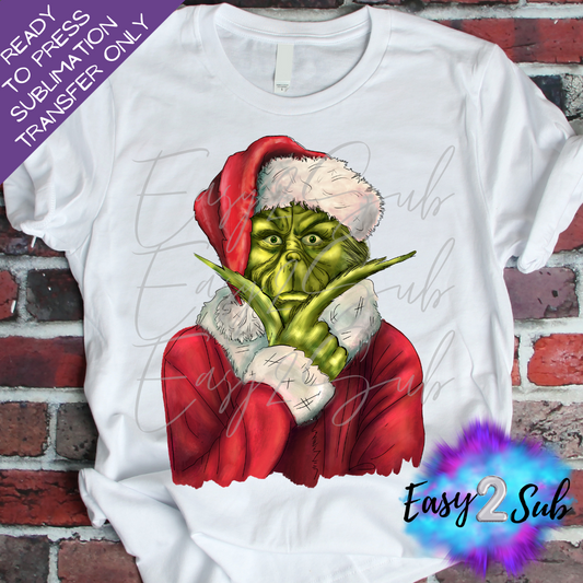 Santa Grinch Sublimation Transfer Print, Ready To Press Sublimation Transfer, Image transfer, T-Shirt Transfer Sheet