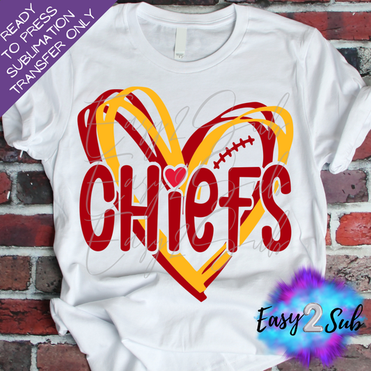 Chiefs Heart Sublimation Transfer Print, Ready To Press Sublimation Transfer, Image transfer, T-Shirt Transfer Sheet