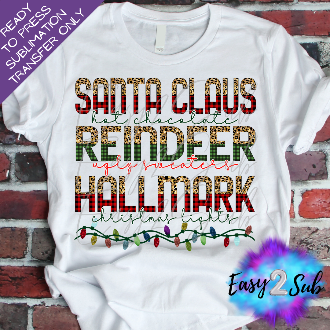 Santa Claus Reindeer Hallmark Sublimation Transfer Print, Ready To Press Sublimation Transfer, Image transfer, T-Shirt Transfer Sheet