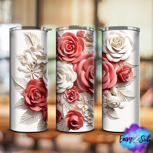 3D Roses Sublimation Tumbler Transfer Print, Ready To Press Sublimation Transfer, Image transfer, Tumbler Transfer Sheet