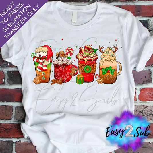 Christmas Drinks Sublimation Transfer Print, Ready To Press Sublimation Transfer, Image transfer, T-Shirt Transfer Sheet