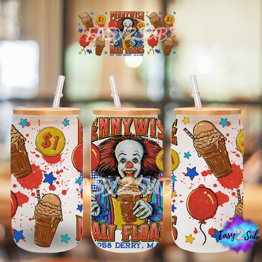 Halloween Clown Libbey Glass Can Transfer Print, Ready To Press Sublimation Transfer, Image transfer, Tumbler Transfer Sheet