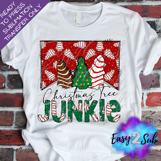 Christmas Tree Junkie Sublimation Transfer Print, Ready To Press Sublimation Transfer, Image transfer, T-Shirt Transfer Sheet