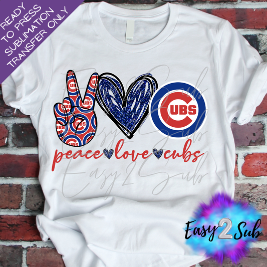 Peace Love Cubs Sublimation Transfer Print, Ready To Press Sublimation Transfer, Image transfer, T-Shirt Transfer Sheet