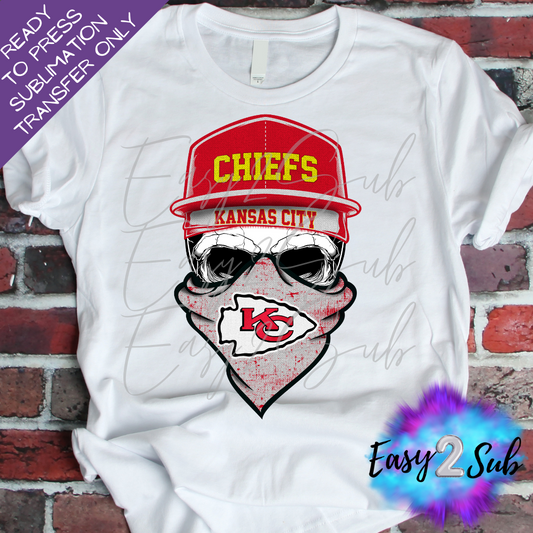 Chiefs Skull Sublimation Transfer Print, Ready To Press Sublimation Transfer, Image transfer, T-Shirt Transfer Sheet