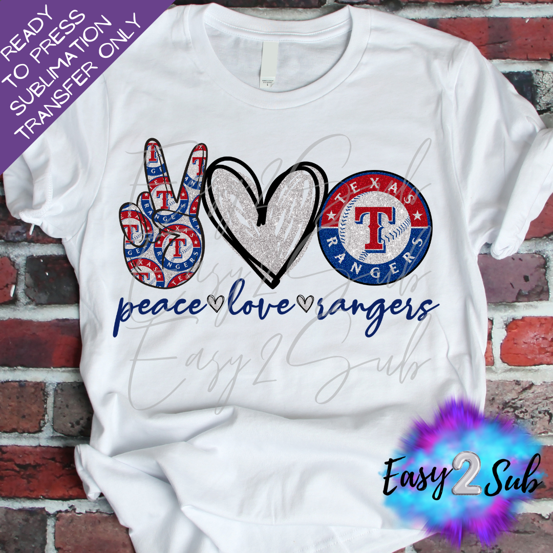 Peace Love Rangers Sublimation Transfer Print, Ready To Press Sublimation Transfer, Image transfer, T-Shirt Transfer Sheet