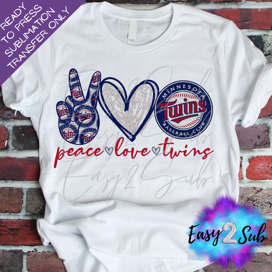 Peace Love Twins Sublimation Transfer Print, Ready To Press Sublimation Transfer, Image transfer, T-Shirt Transfer Sheet