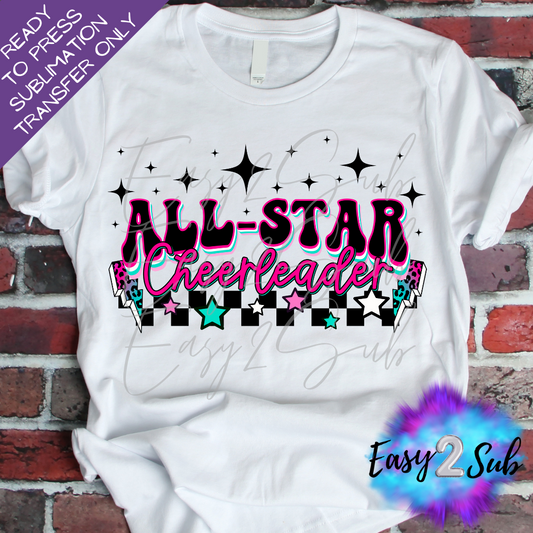 All Star Cheerleader Sublimation Transfer Print, Ready To Press Sublimation Transfer, Image transfer, T-Shirt Transfer Sheet