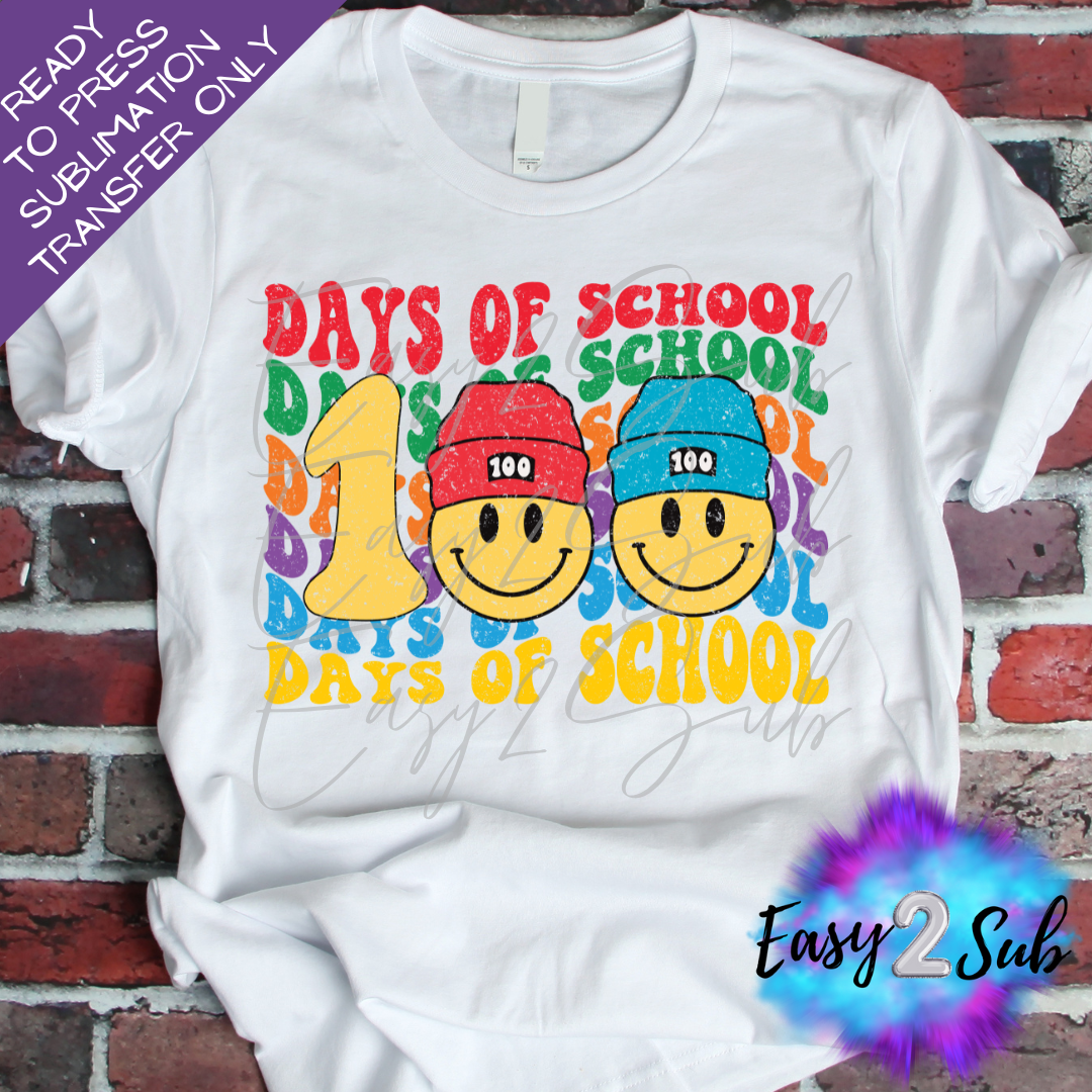 100 Days of School - Retro Sublimation Transfer Print, Ready To Press Sublimation Transfer, Image transfer, T-Shirt Transfer Sheet