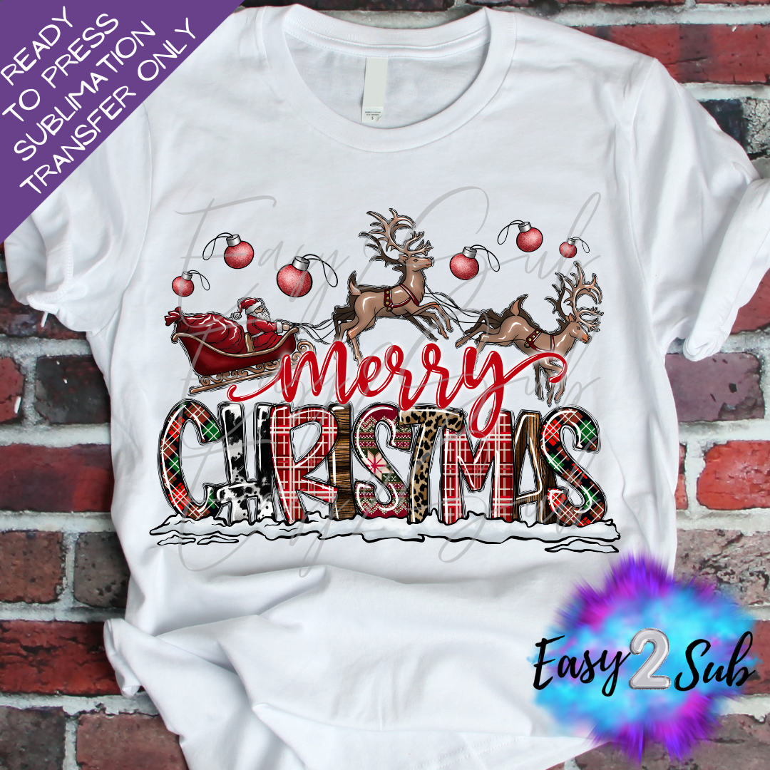 Merry Christmas Sublimation Transfer Print, Ready To Press Sublimation Transfer, Image transfer, T-Shirt Transfer Sheet