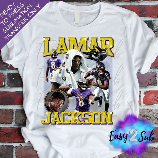 Lamar Jackson Sublimation Transfer Print, Ready To Press Sublimation Transfer, Image transfer, T-Shirt Transfer Sheet