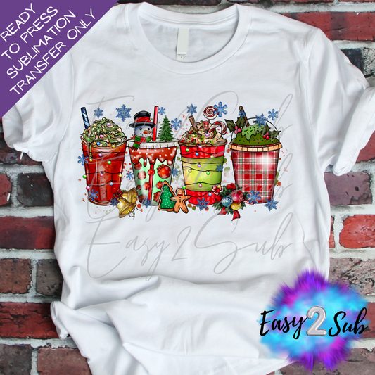 Christmas Drinks Sublimation Transfer Print, Ready To Press Sublimation Transfer, Image transfer, T-Shirt Transfer Sheet