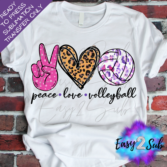 Peace Love Volleyball Pink Sublimation Transfer Print, Ready To Press Sublimation Transfer, Image transfer, T-Shirt Transfer Sheet
