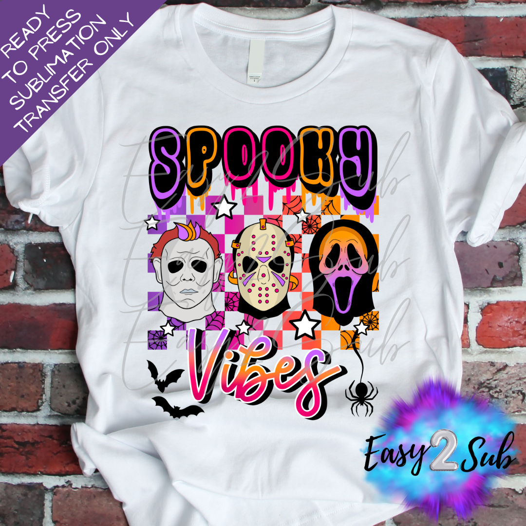 Spooky Vibes Sublimation Transfer Print, Ready To Press Sublimation Transfer, Image transfer, T-Shirt Transfer Sheet