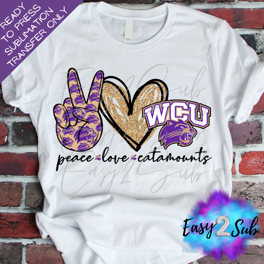 Peace love Catamounts Sublimation Transfer Print, Ready To Press Sublimation Transfer, Image transfer, T-Shirt Transfer Sheet