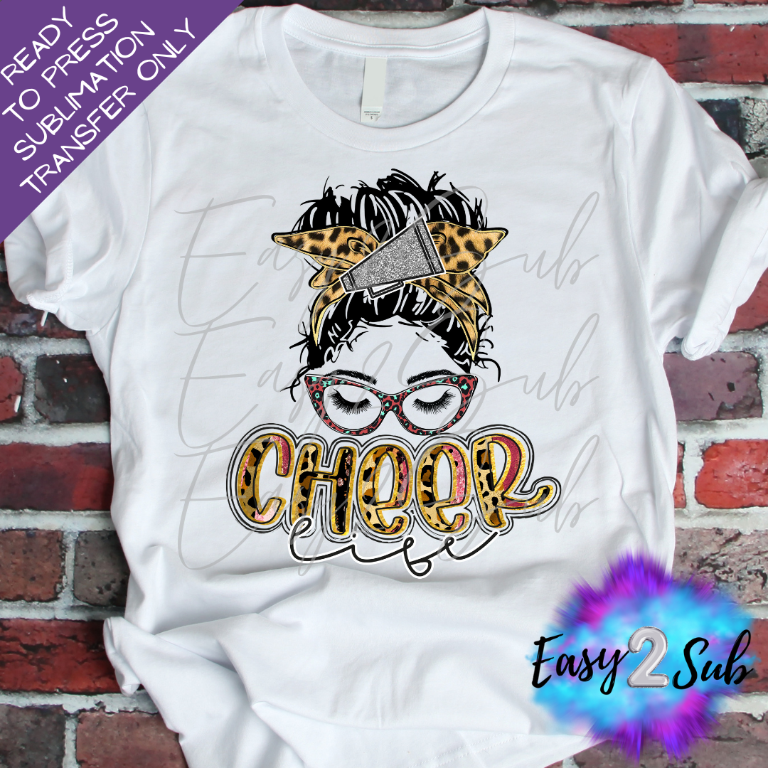 Cheer Life Messy Bun Sublimation Transfer Print, Ready To Press Sublimation Transfer, Image transfer, T-Shirt Transfer Sheet