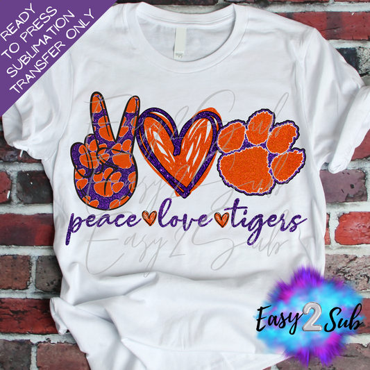 Peace Love Tigers Sublimation Transfer Print, Ready To Press Sublimation Transfer, Image transfer, T-Shirt Transfer Sheet