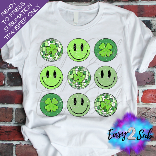 St. Patrick's Day Smiley Faces Sublimation Transfer Print, Ready To Press Sublimation Transfer, Image transfer, T-Shirt Transfer Sheet