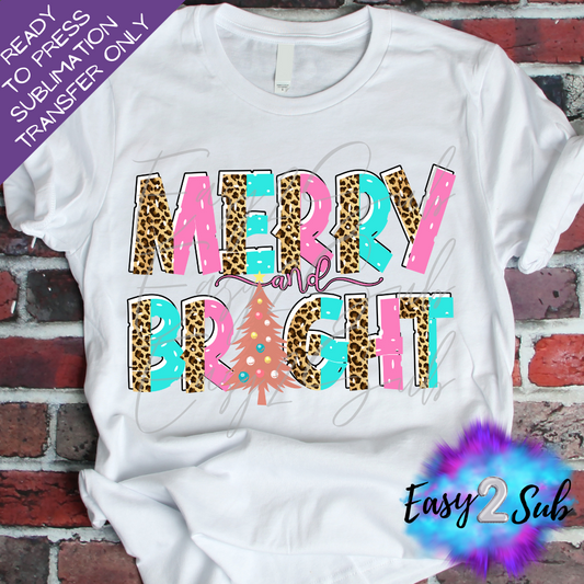 Merry and Bright Sublimation Transfer Print, Ready To Press Sublimation Transfer, Image transfer, T-Shirt Transfer Sheet