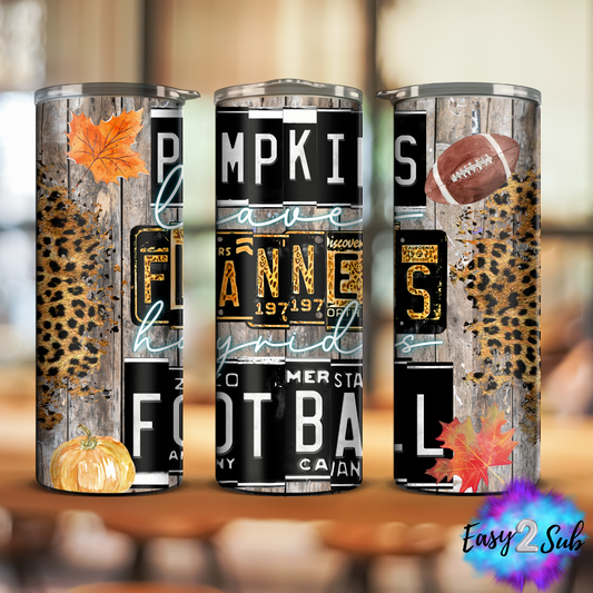 Pumpkins Flannel Football Sublimation Tumbler Transfer Print, Ready To Press Sublimation Transfer, Image transfer, Tumbler Transfer Sheet